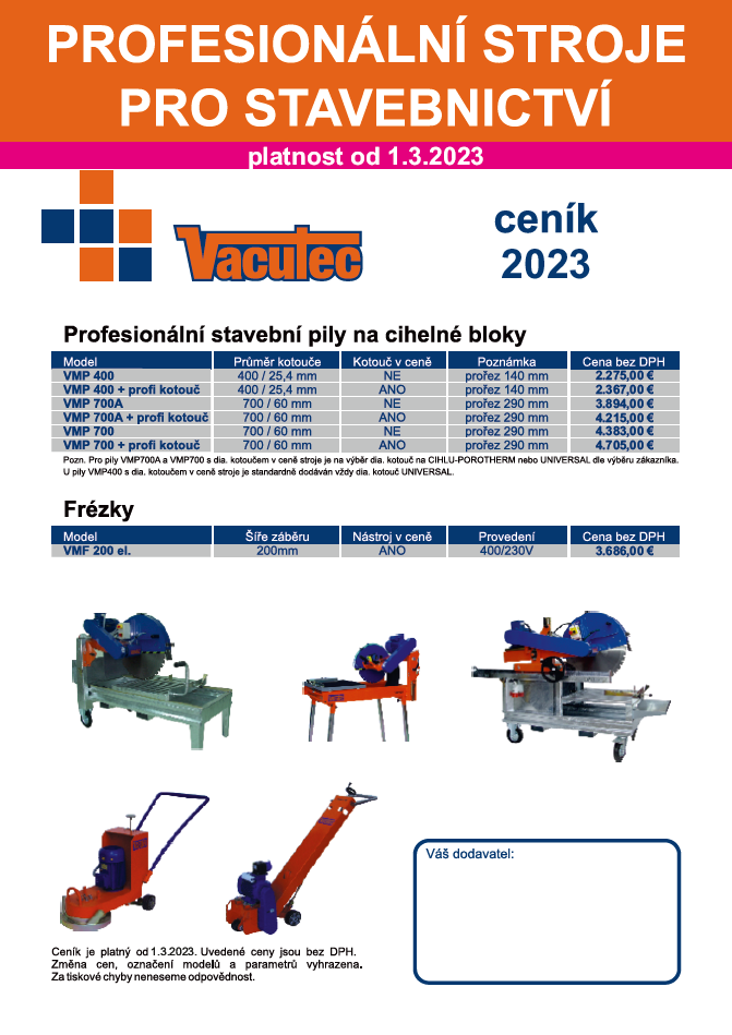 Vacutec - cenník 2023